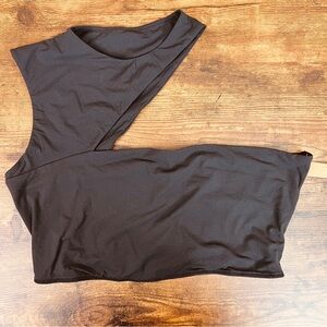 Skims Size 2X Fits Everybody Super Crop One Arm Top Color Onyx